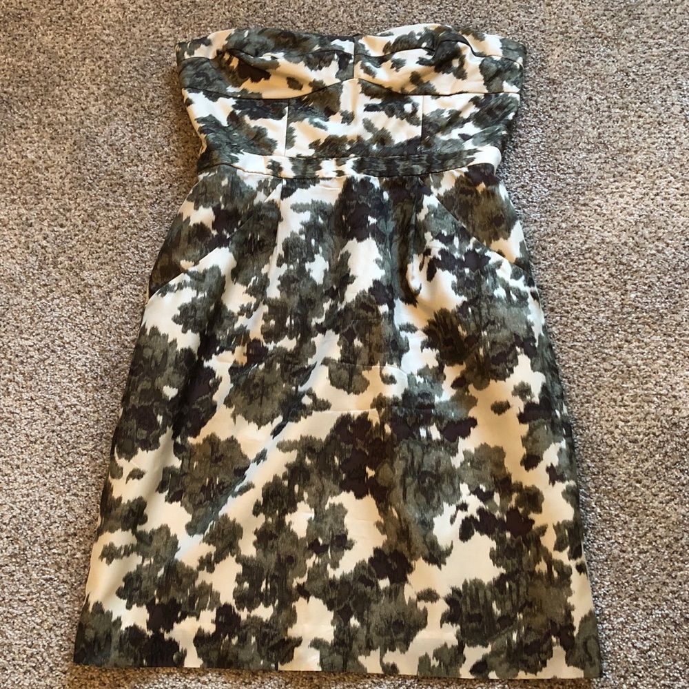 J.Crew strapless party dress, camo colored, size 2